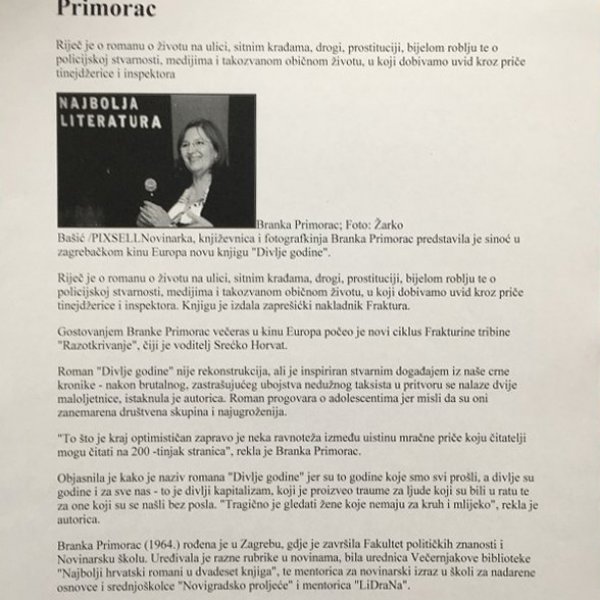 Predstavljanje knjige Divlje godine, vijest, web stranica Nacionala, 3 listopada 2010